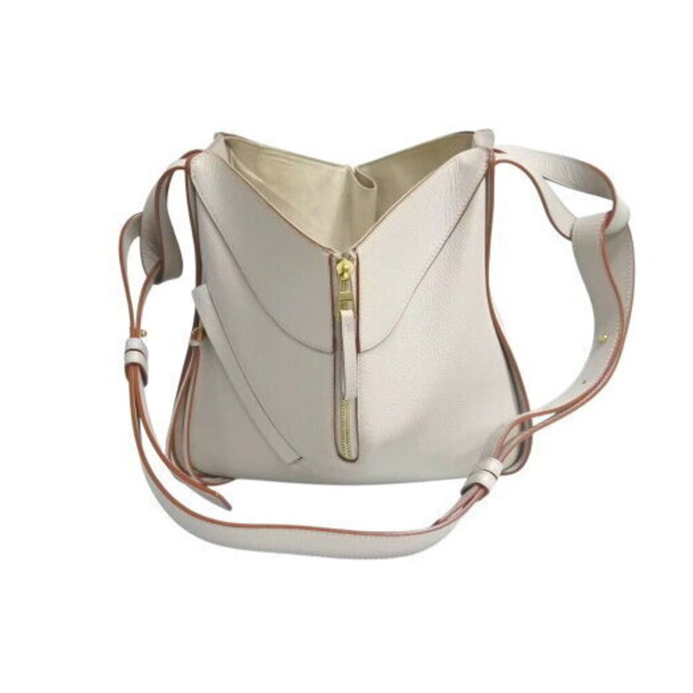 LOEWE Hammock Shoulder Bag Logo Beige Tan Calfskin Leather